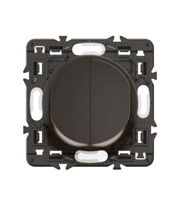 Céliane Double interrupteur lumineux 10AX enjoliveur Noir, support et voyant