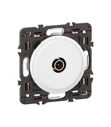 Céliane Prise TV simple mâle enjoliveur Blanc et support