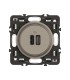Prise double USB Céliane 15W Type A + Type C Titanium avec support