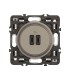 Prise double USB Céliane 20W Power Delivery Type C + Type C Titanium avec support
