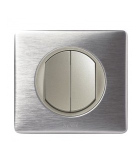 Poussoir Double complet Legrand Céliane Alu Métal (doigts larges)