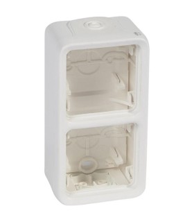 Plexo Boîtier 2 postes verticaux composable IP55 blanc Artic antimicrobien
