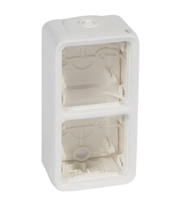 Plexo Boîtier 2 postes verticaux composable IP55 blanc Artic antimicrobien