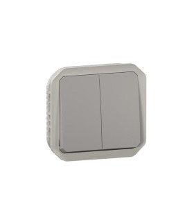 Plexo Double interrupteur / va-et-vient ou poussoir composable - gris