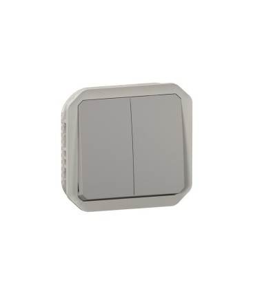 Plexo Double interrupteur / va-et-vient ou poussoir composable - gris
