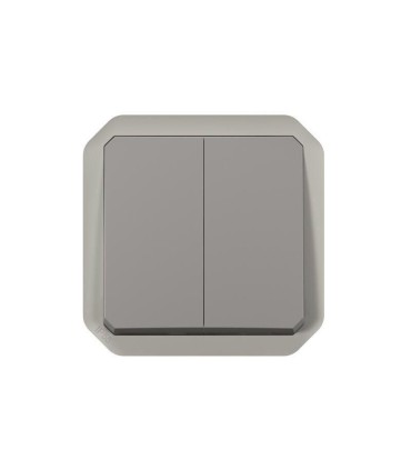 Plexo Double interrupteur / va-et-vient ou poussoir composable - gris