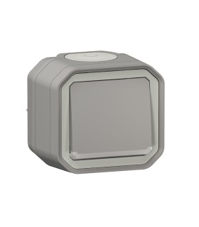 Interrupteur ou va-et-vient lumineux 10AX 250V Plexo complet saillie gris / Legrand