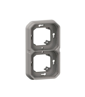 Plexo Plaque support 2 postes montage encastré horizontal ou vertical - gris