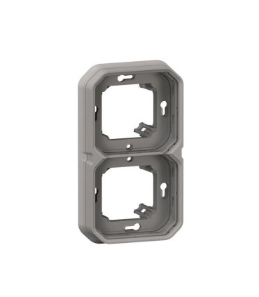 Plexo Plaque support 2 postes montage encastré horizontal ou vertical - gris