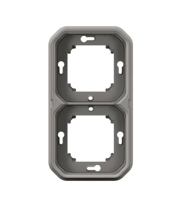 Plexo Plaque support 2 postes montage encastré horizontal ou vertical - gris