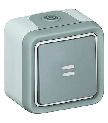 Plexo Interrupteur ou va-et-vient témoin complet IP55 saillie 10AX 250V gris