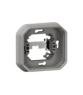 Plexo Plaque support 1 poste pour montage encastré - gris