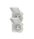 Plexo Double prise 2P+T précâblées verticale composable IP55 16A 250V blanc