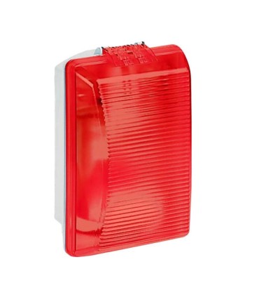 Plexo Hublot étanche rectangulaire avec diffuseur rouge pour lampe E27