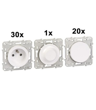 ProBox Odace Blanc 10 va-et-vient + 30 prises + 1 variateur universel
