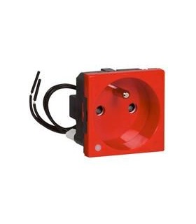 Mosaic Prise 2P+T à voyant connexion par bornes automatiques - rouge antimicrobien