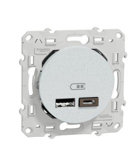 Odace prise USB double Type A+C - Blanc Recyclé - 5 Vcc - 2,4A