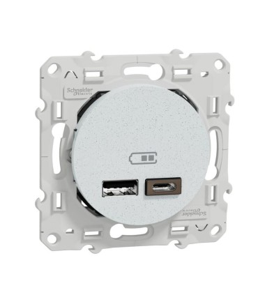 Odace prise USB double Type A+C - Blanc Recyclé - 5 Vcc - 2,4A