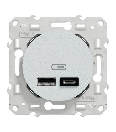 Odace prise USB double Type A+C - Blanc Recyclé - 5 Vcc - 2,4A