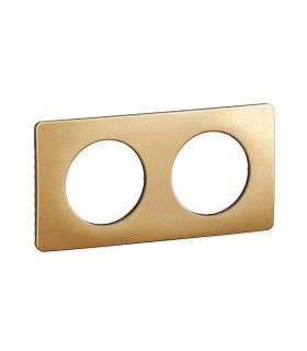 Plaque de finition Céliane 2 postes - Laiton Satiné