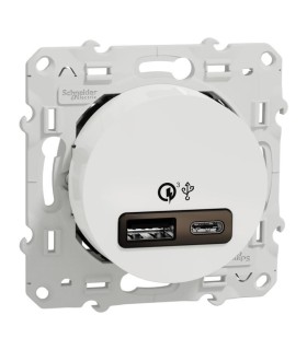 Odace prise USB double - charge rapide - type A+C - blanc - 18W - 3,4A