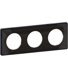 Plaque Odace You Noir avec liseré anthracite 3 postes Entraxe 71mm