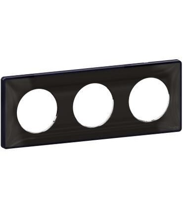 Plaque Odace You Noir avec liseré anthracite 3 postes Entraxe 71mm