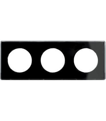 Plaque Odace You Noir avec liseré anthracite 3 postes Entraxe 71mm