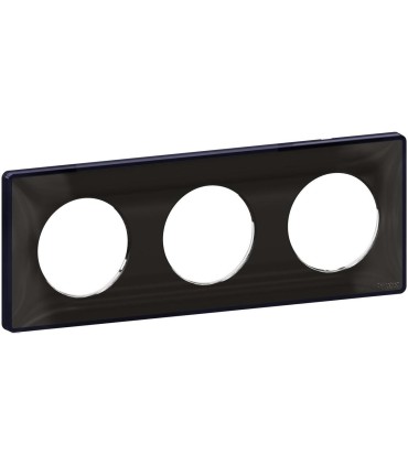 Plaque Odace You Noir avec liseré anthracite 3 postes Entraxe 71mm