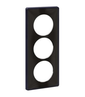 Plaque Odace you 3 postes entraxe 57mm, noir avec liseré anthracite Pose verticale.