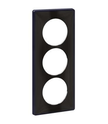 Plaque Odace you 3 postes entraxe 57mm, noir avec liseré anthracite Pose verticale.