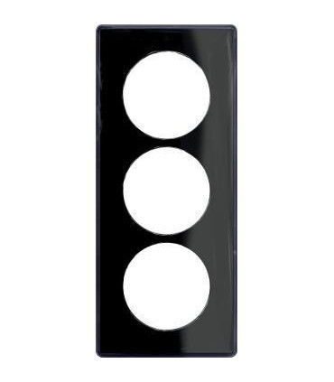 Plaque Odace you 3 postes entraxe 57mm, noir avec liseré anthracite Pose verticale.