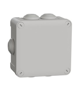 Mureva Box boite de dérivation IP55 + embouts + bornier 105x105x55 gris