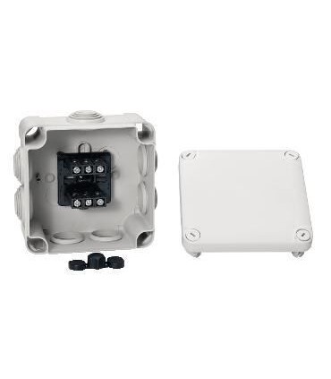 Mureva Box boite de dérivation IP55 + embouts + bornier 105x105x55 gris