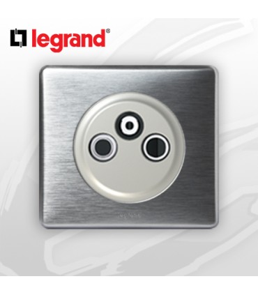 Prise TV-R-Sat simple complète Legrand Céliane Alu Métal (1 Câble)