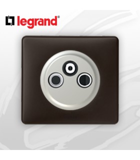 Prise TV-R-Sat simple complète Legrand Céliane Basalte Poudré (1 Câble)