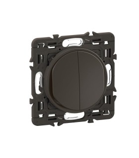 Céliane Double interrupteur ou va-et-vient + poussoir  prémonté Noir