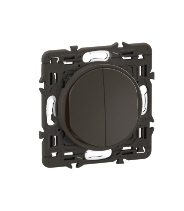 Céliane Double interrupteur ou va-et-vient + poussoir  prémonté Noir