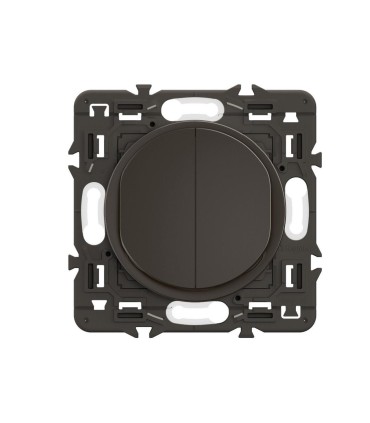 Céliane Double interrupteur ou va-et-vient + poussoir  prémonté Noir