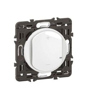 Céliane Variateur 2 fils toutes charges enjoliveur Blanc et support