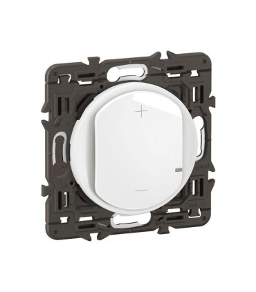 Céliane Variateur 2 fils toutes charges enjoliveur Blanc et support