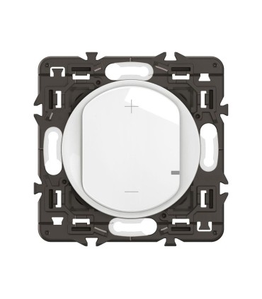 Céliane Variateur 2 fils toutes charges enjoliveur Blanc et support