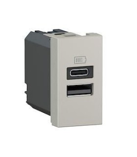 Mosaic Chargeur USB Type-A+Type-C - 2 modules alu pour support LCM