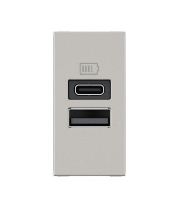 Mosaic Chargeur USB Type-A+Type-C - 2 modules alu pour support LCM