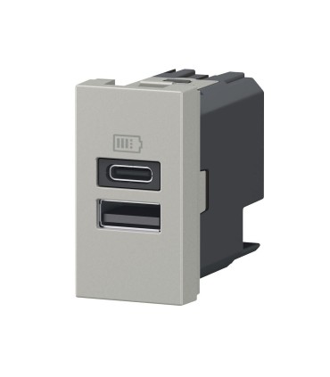 Mosaic Chargeur USB Type-A+Type-C - 2 modules alu pour support LCM