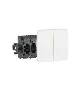 Double poussoir 6A Appareillage saillie composable - blanc