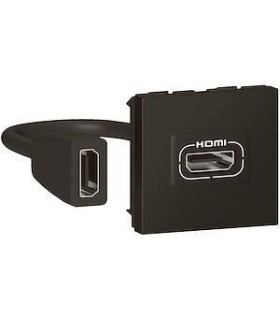 Mosaic Prise HDMI typeA version 1.4 préconnectorisée 2 modules noir mat