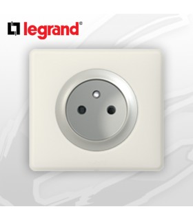 Prise 2P+T complète Legrand Céliane Craie Poudré