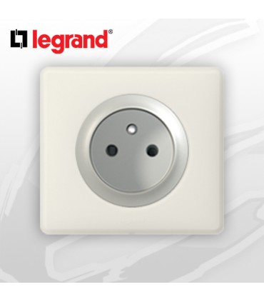 Prise 2P+T complète Legrand Céliane Craie Poudré