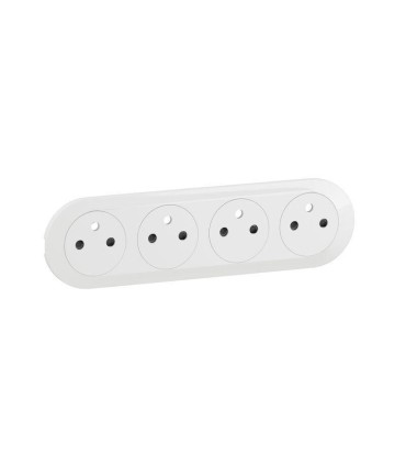 Enjoliveur Céliane Surface prise précâblée 4x2P+T compacte - Blanc